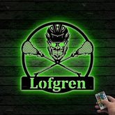 Custom Lacrosse Metal Sign Led Lights, Lacrosse Sticks Helmet Metal Wall Art, Personalized Lacrosse Player Metal Name Sign, Lacrosse Sport Metal Art